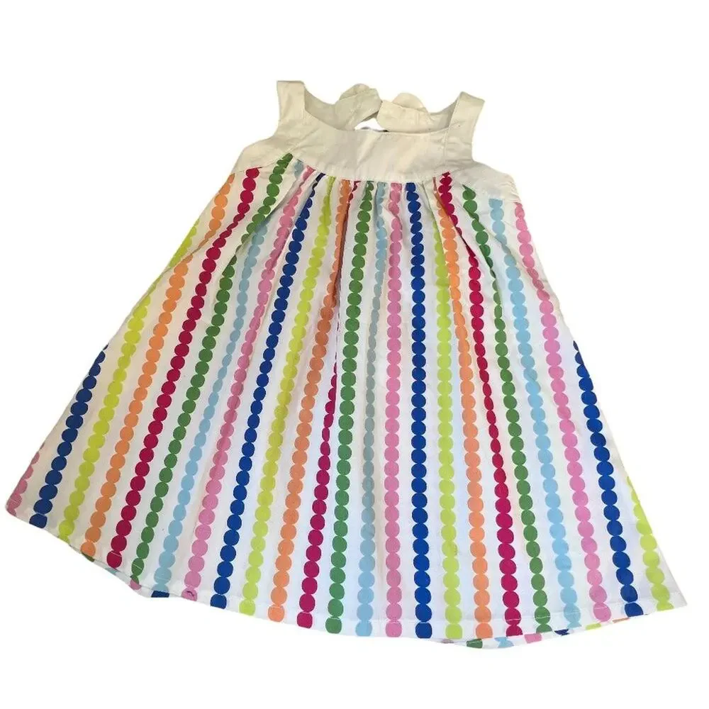 New 2014 Gymboree White Cotton Sundress Multi-color‎ Circle Stripes 18-24 months